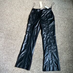 Black faux leather pants
